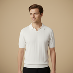 Heren gebreide slim fit polo met korte mouwen Jelle Jora Mode