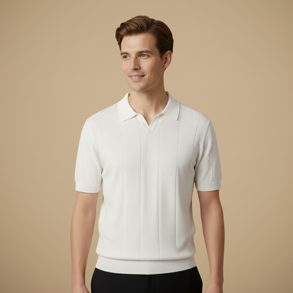 Heren gebreide slim fit polo met korte mouwen Jelle Jora Mode