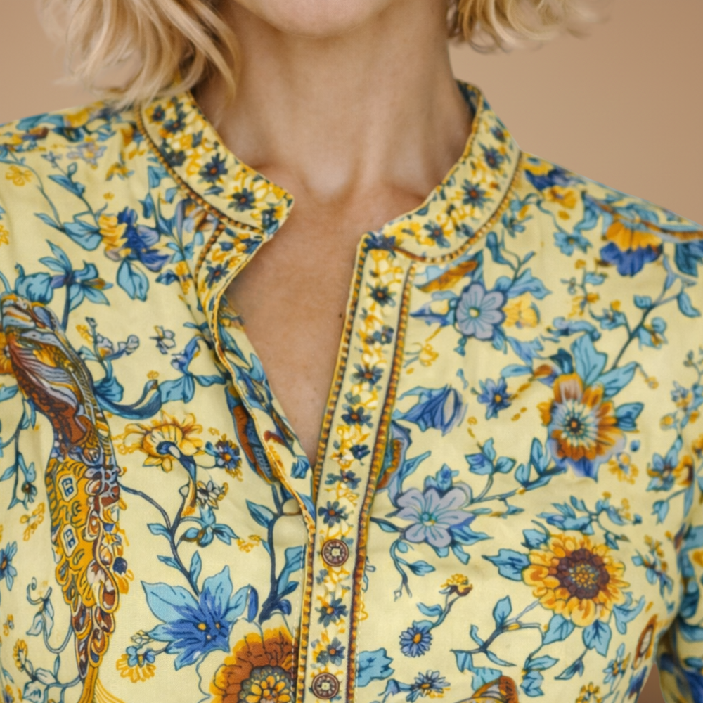 Dames casual boho bloemenblouse met uitlopende mouwen Jelle Jora Mode