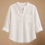 Damesblouse met losse pasvorm knoopsluiting en V-hals Jelle Jora Mode