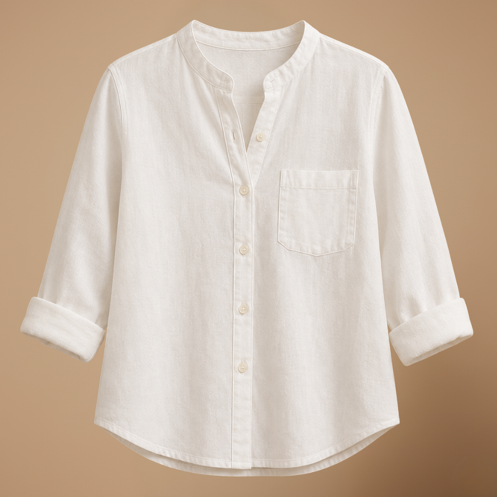 Damesblouse met losse pasvorm knoopsluiting en V-hals Jelle Jora Mode