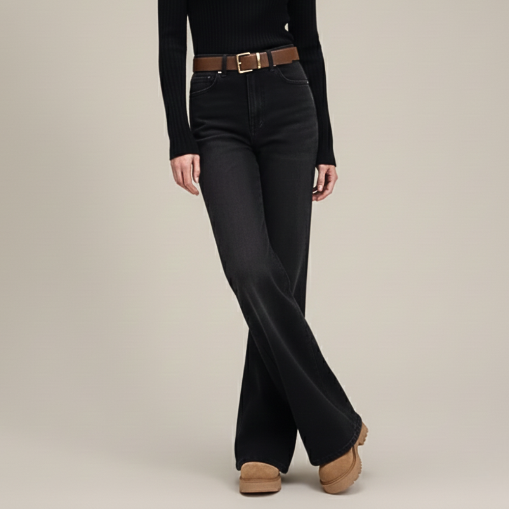 Retro hooggetailleerde denim wijde flared jeans voor dames Jelle Jora Mode