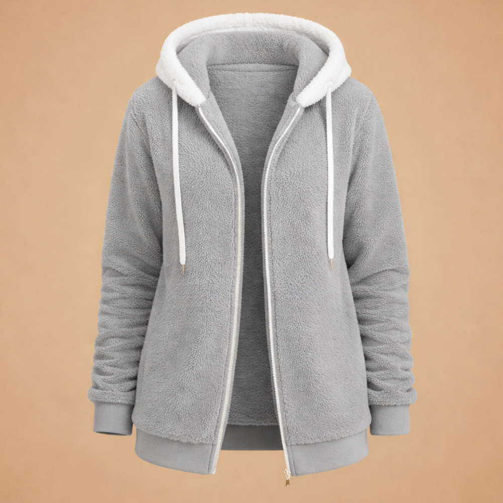 Losvallende fleece jas met capuchon voor dames Jelle Jora Mode