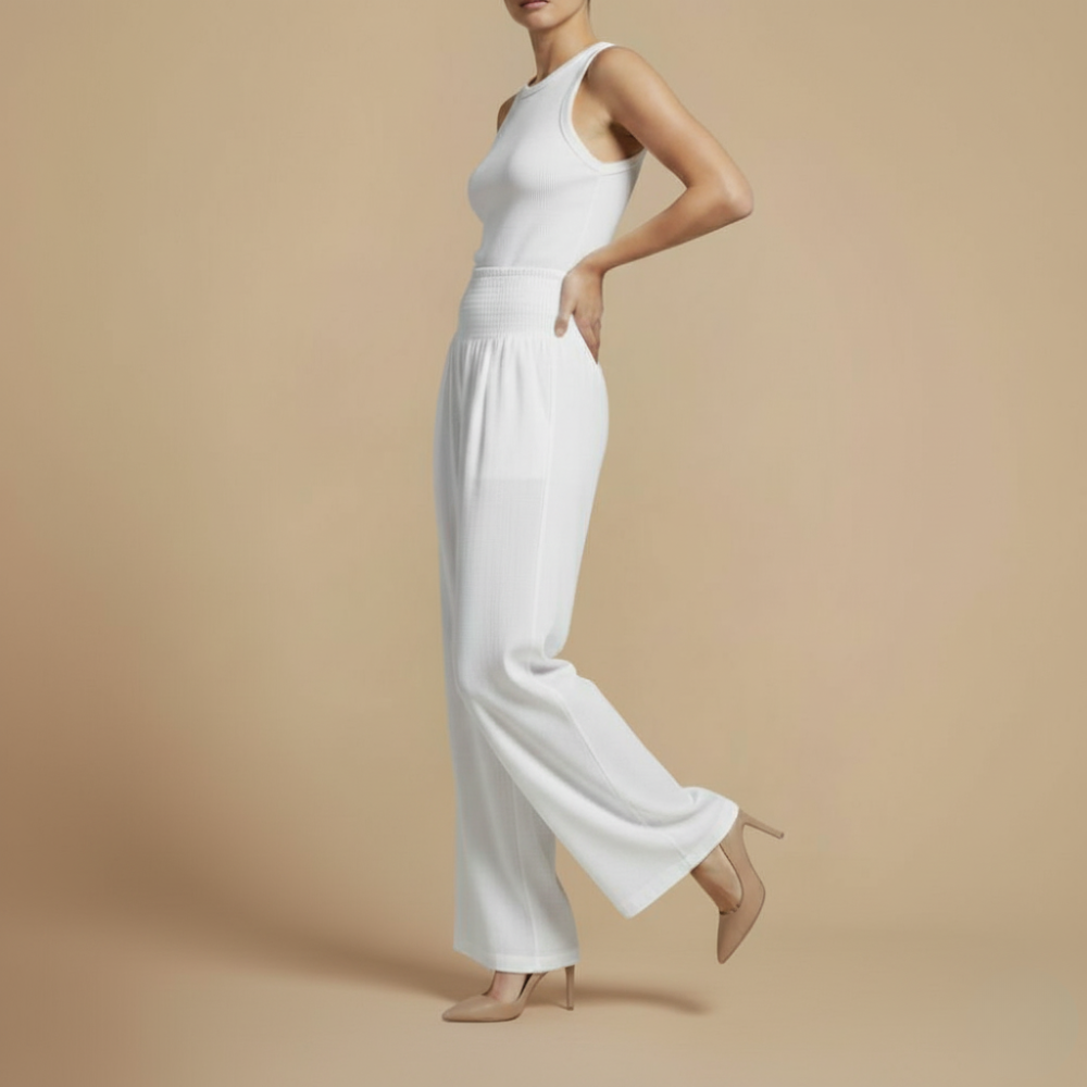 Elastische Hoge Taille Wijde Broek Jelle Jora Mode