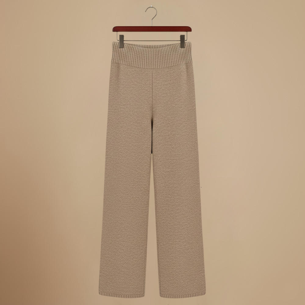 Dikke gebreide broek met hoge kraag voor dames Jelle Jora Mode
