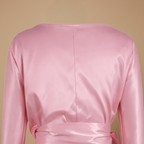 Dames elegante casual wikkelblouse met strikceintuur en lange mouwen Jelle Jora Mode