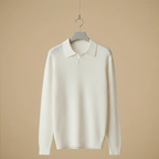 Minimalistisch slim fit geribd gebreid poloshirt voor heren Jelle Jora Mode