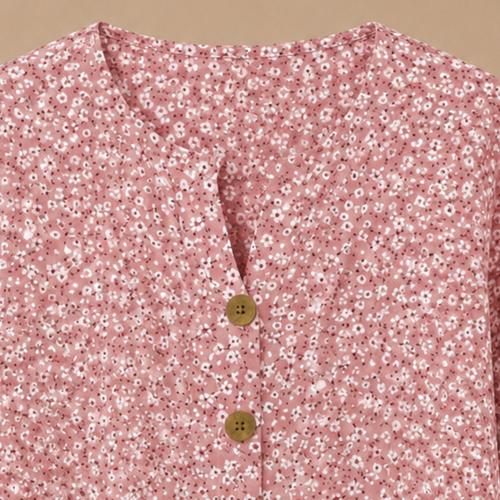 Damesblouse met bloemenprint V-hals en korte mouwen Jelle Jora Mode