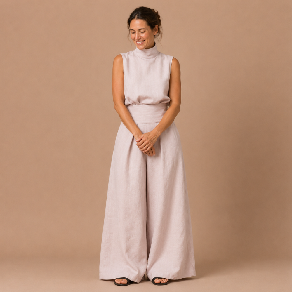 Dames elegante mouwloze set met coltrui en broek Jelle Jora Mode