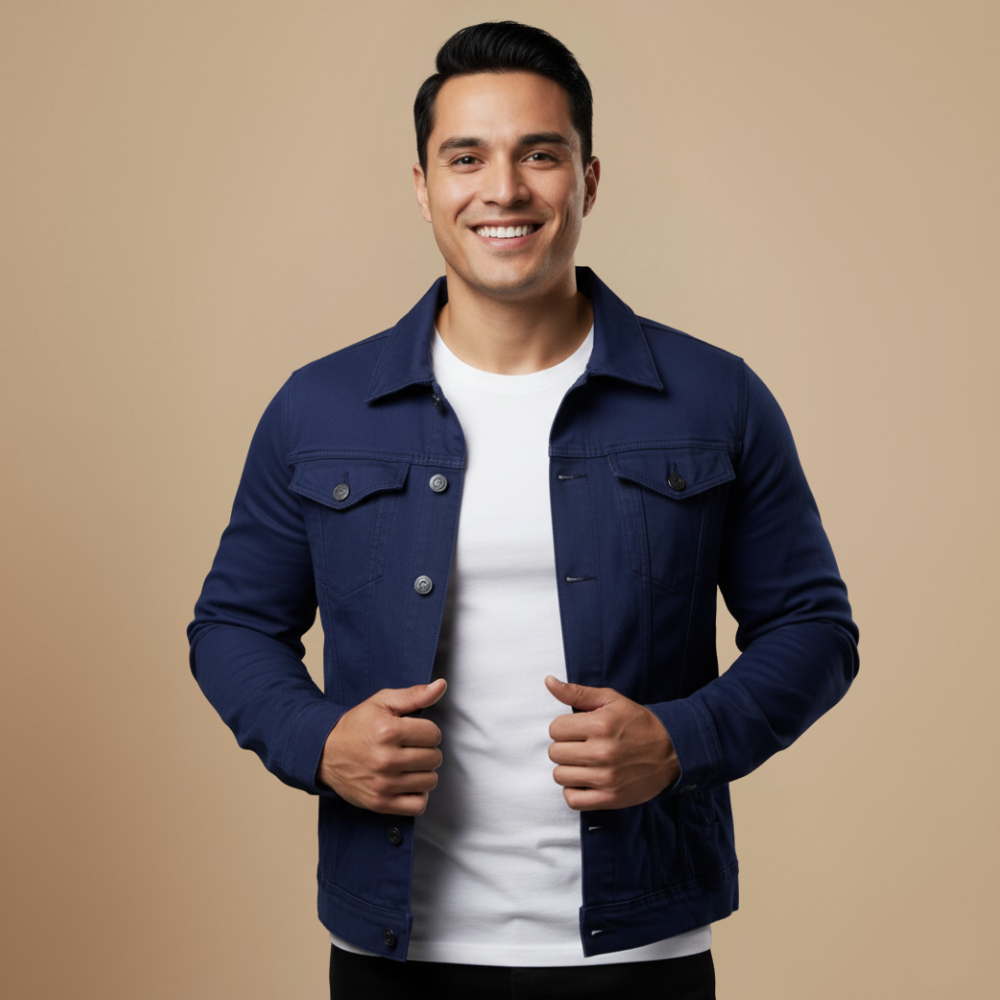 Casual Gewassen Denim Jasje voor Heren Jelle Jora Mode