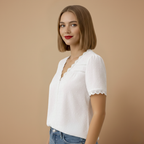 Elegante kanten blouse met korte mouwen Jelle Jora Mode