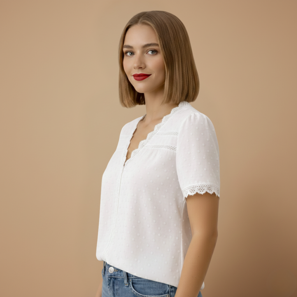Elegante kanten blouse met korte mouwen Jelle Jora Mode