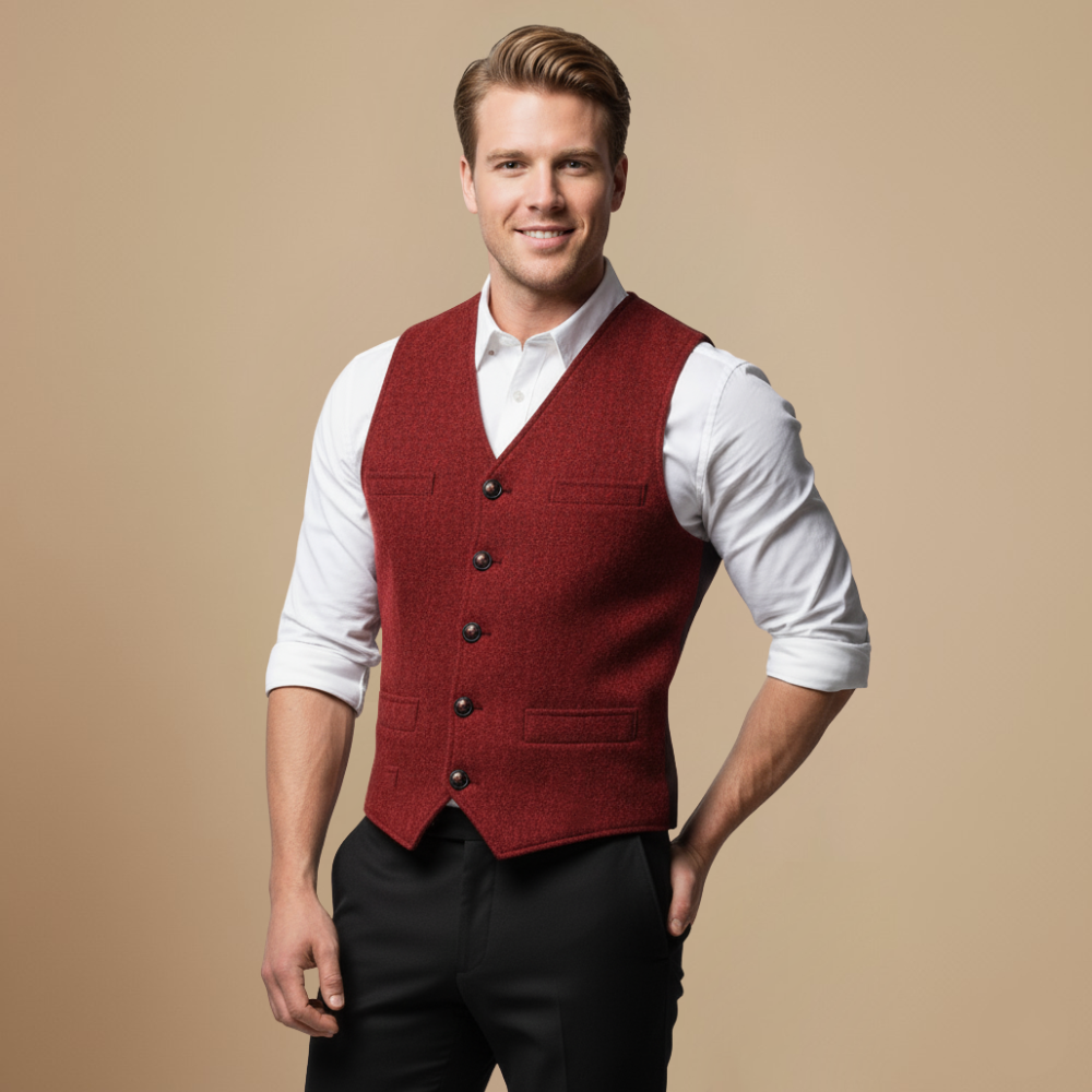 Slim fit enkelrijig denim zakelijk vest Jelle Jora Mode