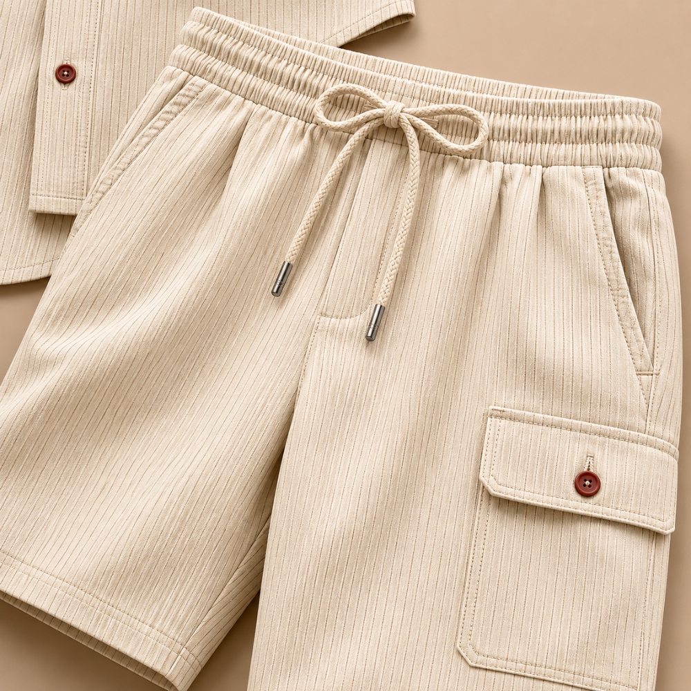 Heren zomerset met casual cargoshorts Jelle Jora Mode