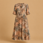 Damesmidi-jurk met bloemenprint en V-hals Jelle Jora Mode