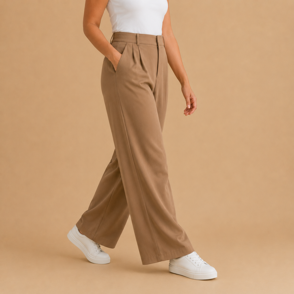 Damesbroek met hoge taille en wijde pijpen Jelle Jora Mode