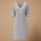 Elegante katoenen linnen zomerjurk met V-hals Jelle Jora Mode