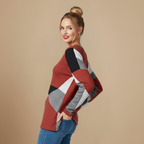 Geometrische patchwork losse top met lange mouwen Jelle Jora Mode