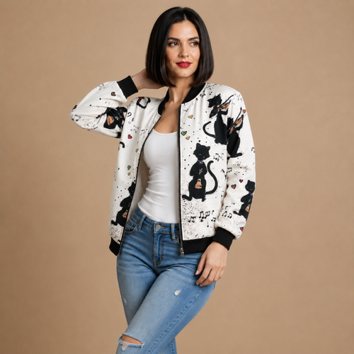 Casual bomberjack met bloemen print Jelle Jora Mode