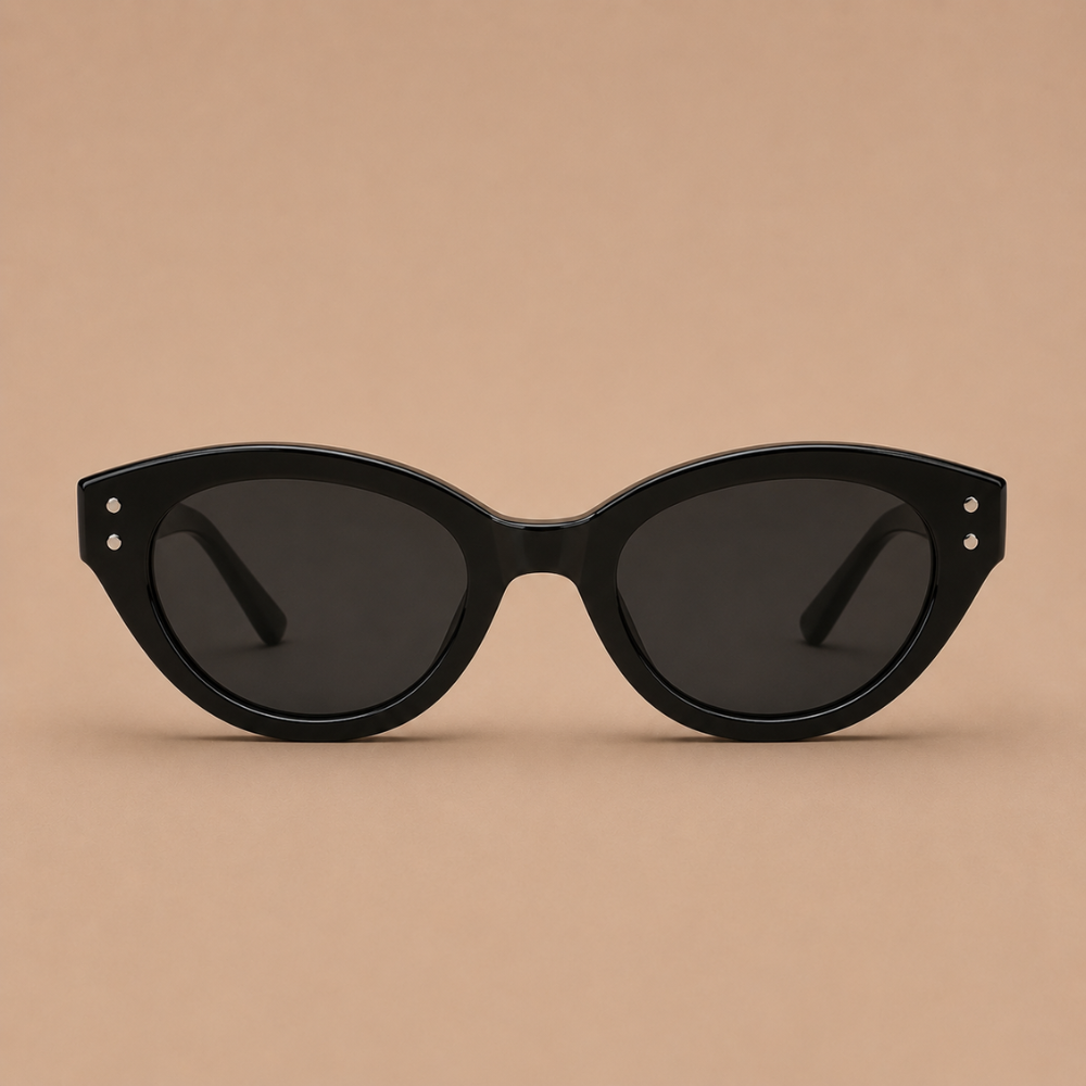 Dames retro cat-eye zonnebril in zwart Jelle Jora Mode