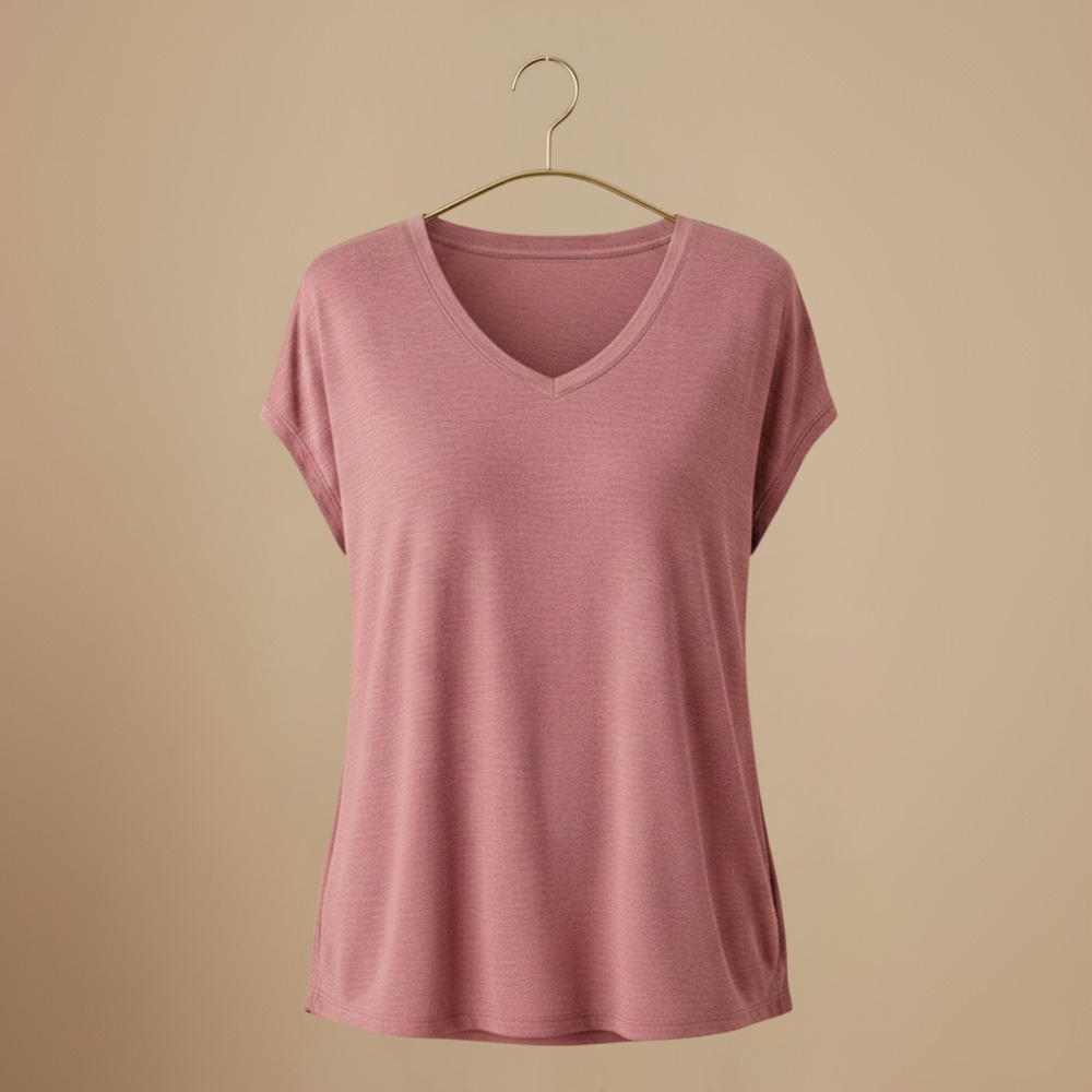 Casual dames top met V-hals en korte mouwen voor de zomer Jelle Jora Mode