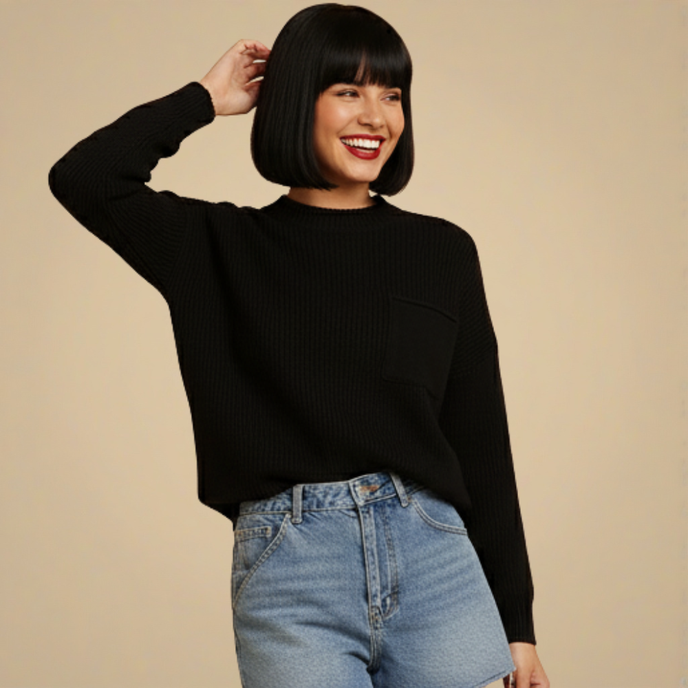 Klassieke Gebreide Trui met Gepersonaliseerde Zak Jelle Jora Mode