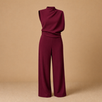 Dames jumpsuit met hoge kraag en wijde pijpen Jelle Jora Mode
