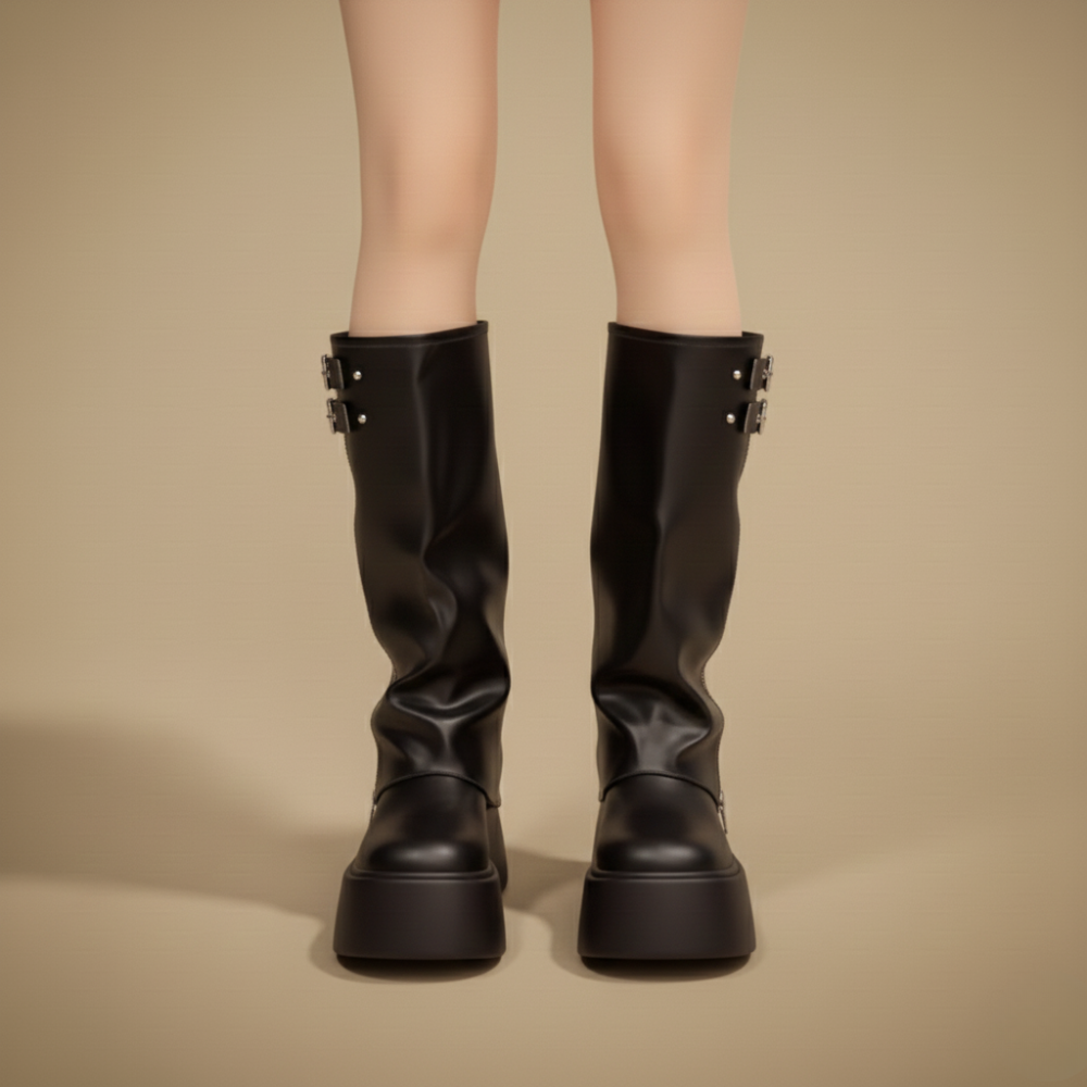 Lange winterlaarzen met plateauzool voor dames Jelle Jora Mode