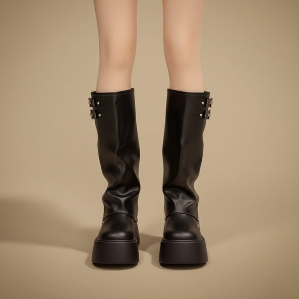 Lange winterlaarzen met plateauzool voor dames Jelle Jora Mode