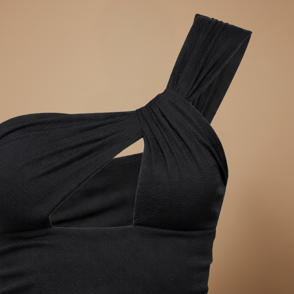Dames crop top met één schouder en uitsnijdingen getailleerd model Jelle Jora Mode