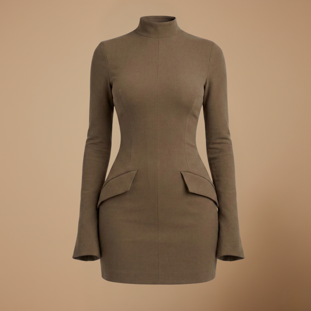 Dames slim fit mini-jurk met lange mouwen en nauwsluitende pasvorm Jelle Jora Mode