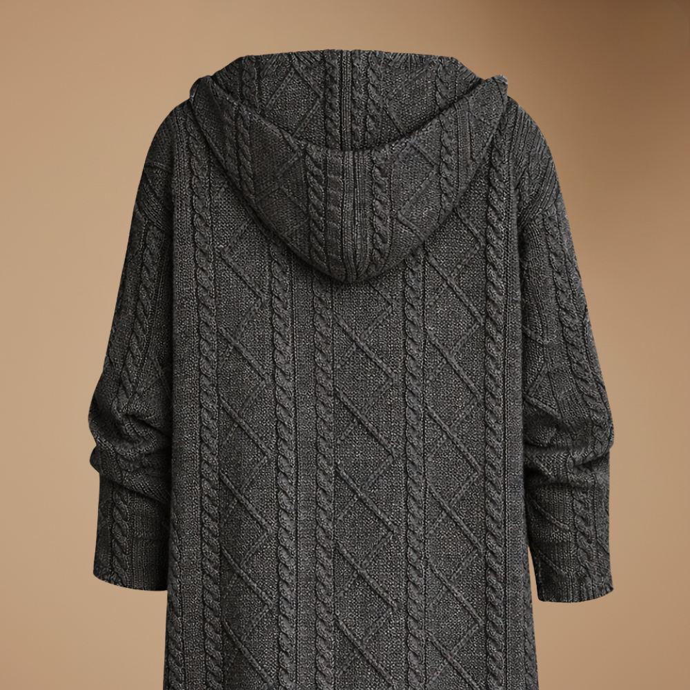 Cardigan met capuchon en kabelstructuur lang model Jelle Jora Mode