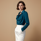 Damesblouse met v-hals en lange mouwen