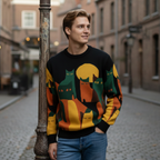 Vintage losse trui met kattenprint Jelle Jora Mode