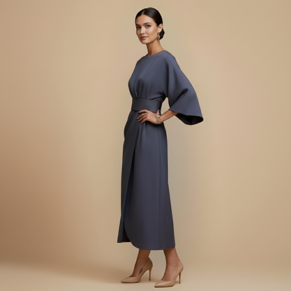 Elegante Effen Jurk met Vleermuismouwen Jelle Jora Mode