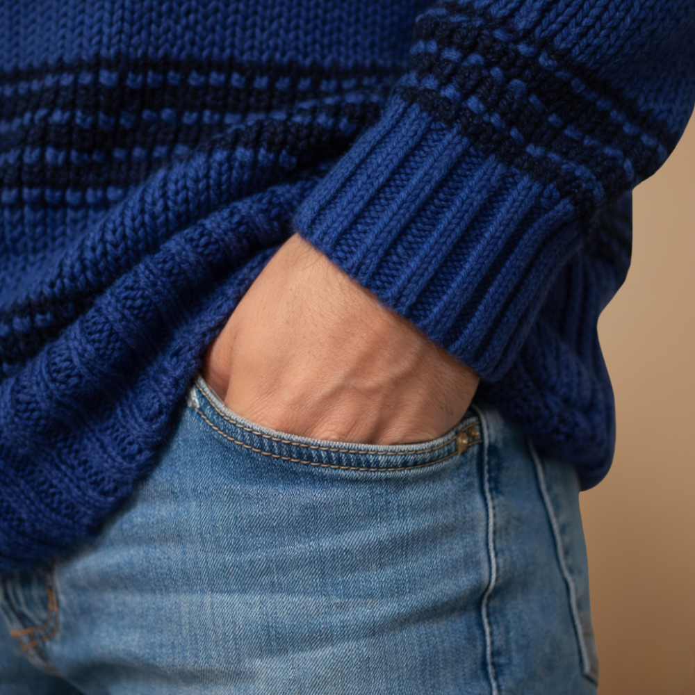 Lichtgewicht rekbare pullover met ronde hals voor heren Jelle Jora Mode