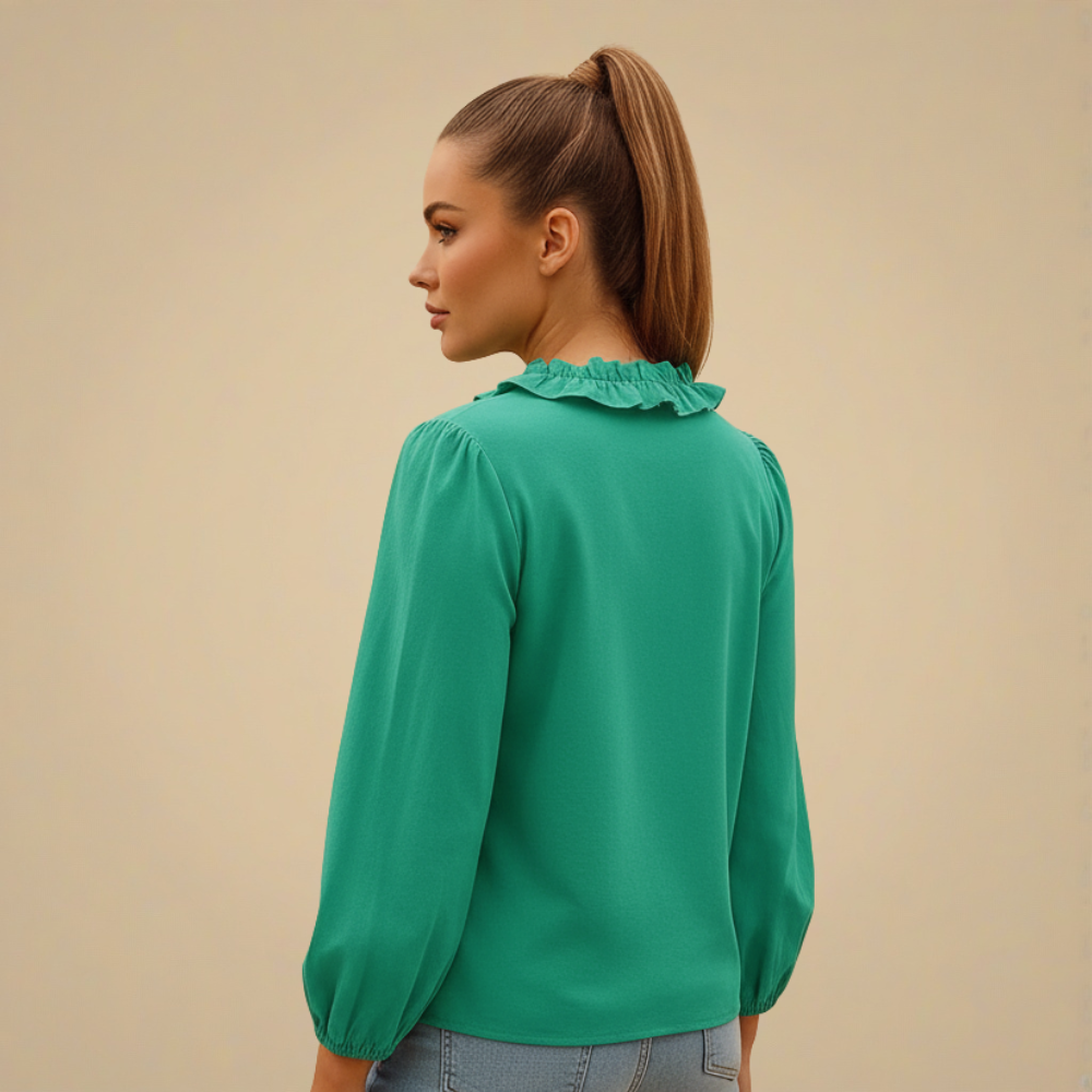 Dames Rimpel V-hals Blouse Jelle Jora Mode