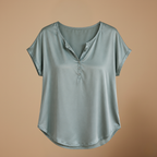 Damesblouse met v-hals korte mouwen en knopen Jelle Jora Mode