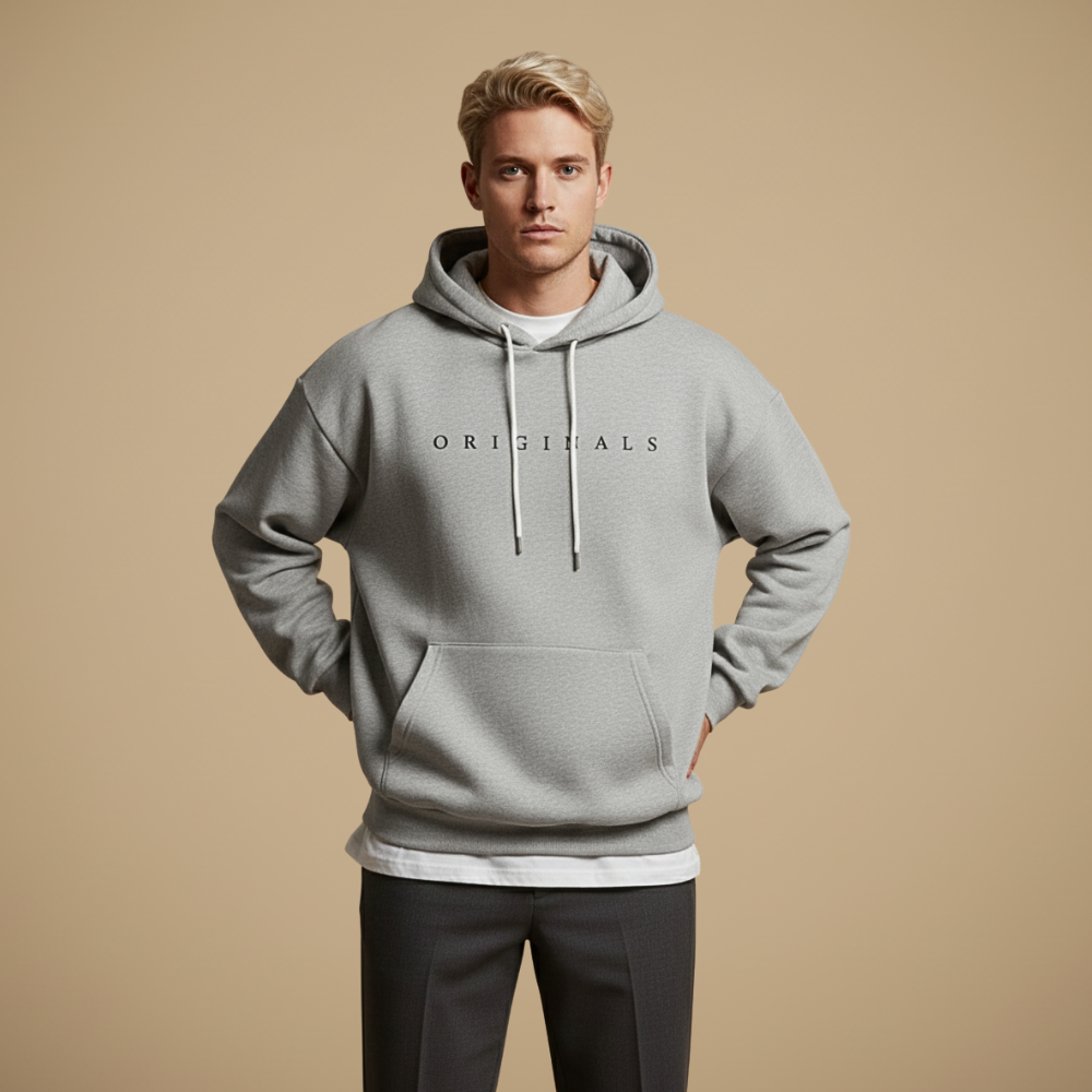 Heren hoodiejack met losse pasvorm en grafische print Jelle Jora Mode