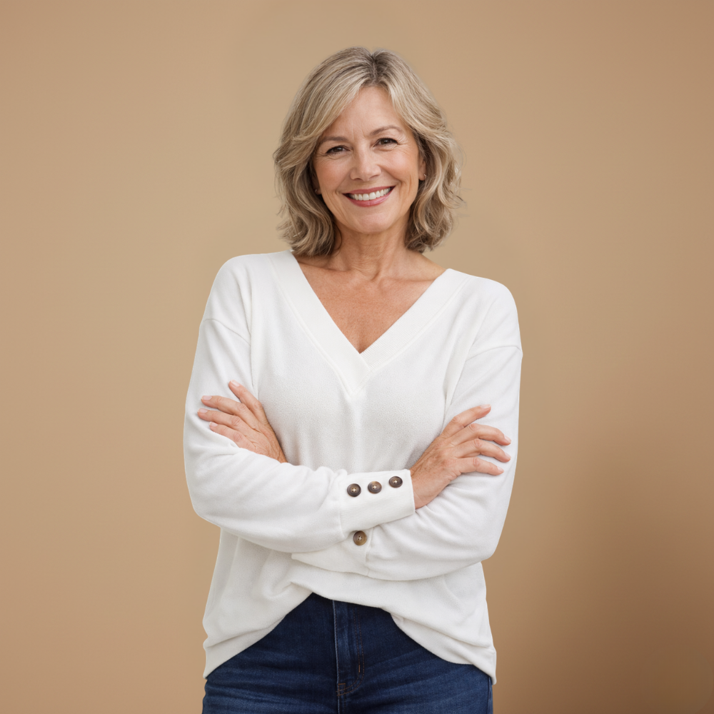 Damesblouse met ruime pasvorm v-hals en lange mouwen Jelle Jora Mode