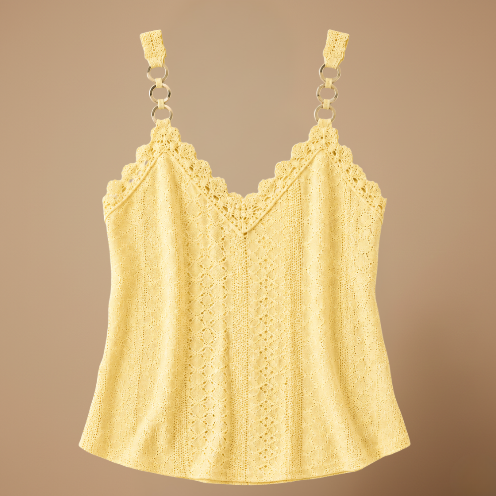 Damesblouse met spaghettibandjes en kanten rand Jelle Jora Mode