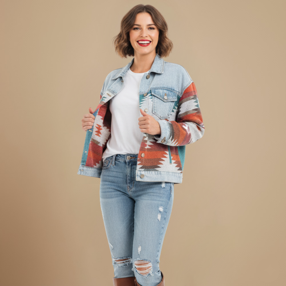 Denim Patchwork Jasje in Retrostijl Jelle Jora Mode