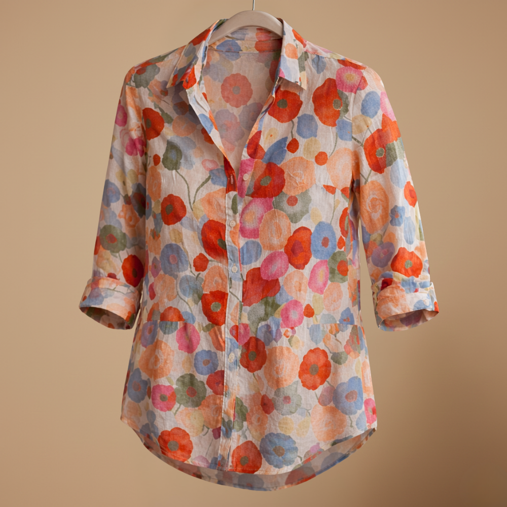 Damesblouse met bloemenprint en knopen Jelle Jora Mode