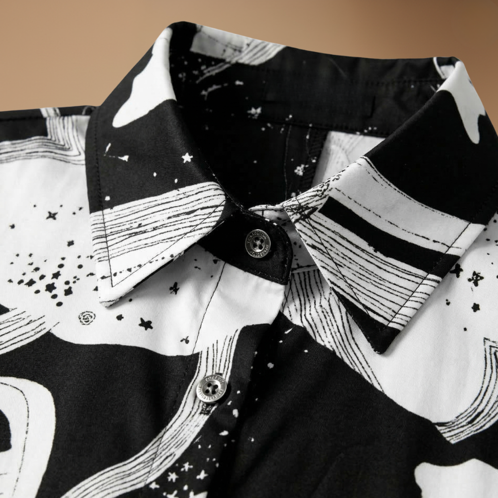 Dames blouse met print en lange mouwen met knoopsluiting Jelle Jora Mode