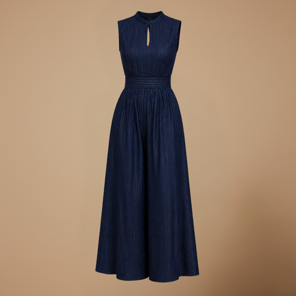 Dames mouwloze jumpsuit met plooien en wijde pijpen Jelle Jora Mode