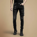 Slanke broek in bikerstijl Jelle Jora Mode