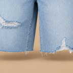 Dames bermudashorts van distressed denim met hoge taille Jelle Jora Mode