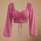 Dames getailleerde blouse met hartvormige halslijn en lange mouwen Jelle Jora Mode