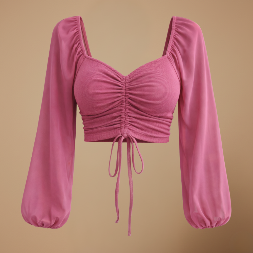 Dames getailleerde blouse met hartvormige halslijn en lange mouwen Jelle Jora Mode