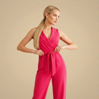 Dames Elegante Wikkel Jumpsuit – Mouwloos met Geknoopt Tailleband Jelle Jora Mode